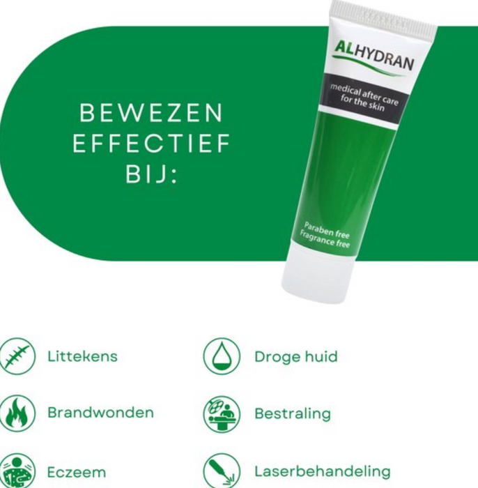 ALHYDRAN (Brand)wonden- en littekencrème 30ml  -Bewezen effectief bij littekens , brandwonden, eczeem, droge huid, bestraling, laserbehandeling.