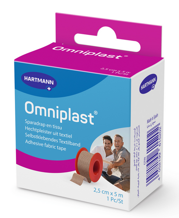 Omniplast - fixatiepleister van textiel op spoel - 2,5 cm x 5 m