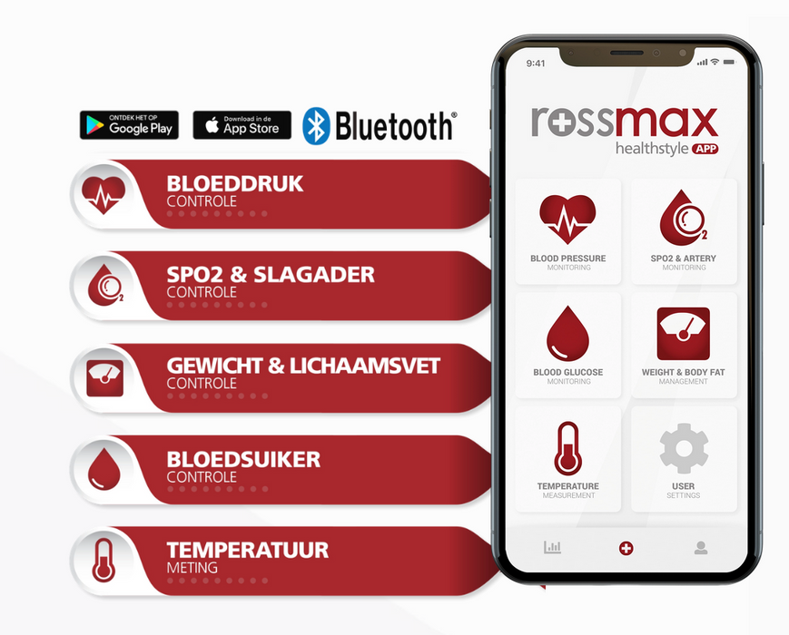 Bluetooth APG vinger pulsoximeter Rossmax SB210