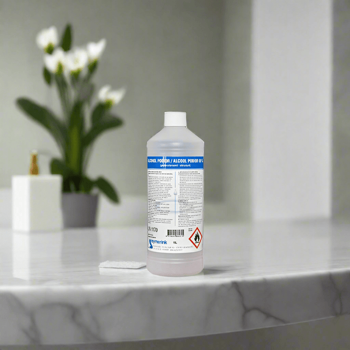 Alcohol 80% Podior 1 liter fles. Desinfectiemiddel voor huid, instrumenten en oppervlakken. Voor professioneel gebruik in zorg, salon of praktijk.