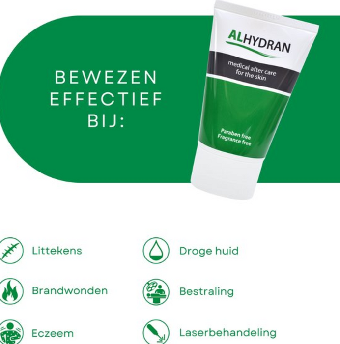 ALHYDRAN (Brand)wonden- en littekencrème 100ml  - Bewezen effectief bij: brandwonden, littekens, eczeem, droge huid, bestraling, laserbehandeling.