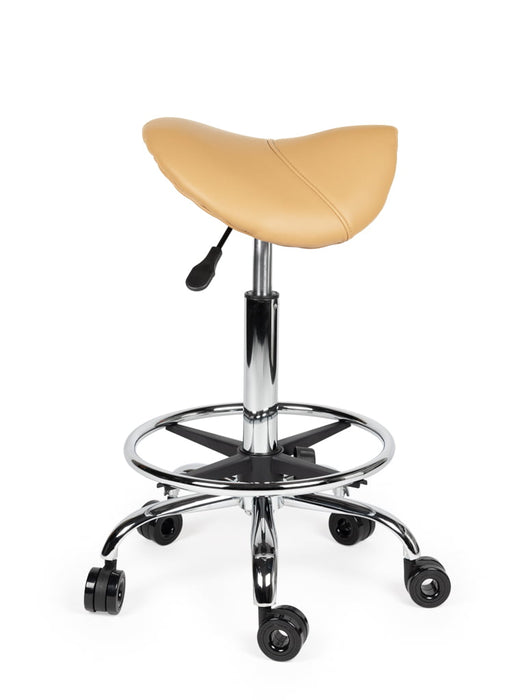Ergonomische Kapperskruk met voetring - Beige