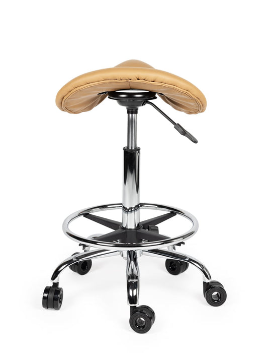 Ergonomische Kapperskruk met voetring - Beige