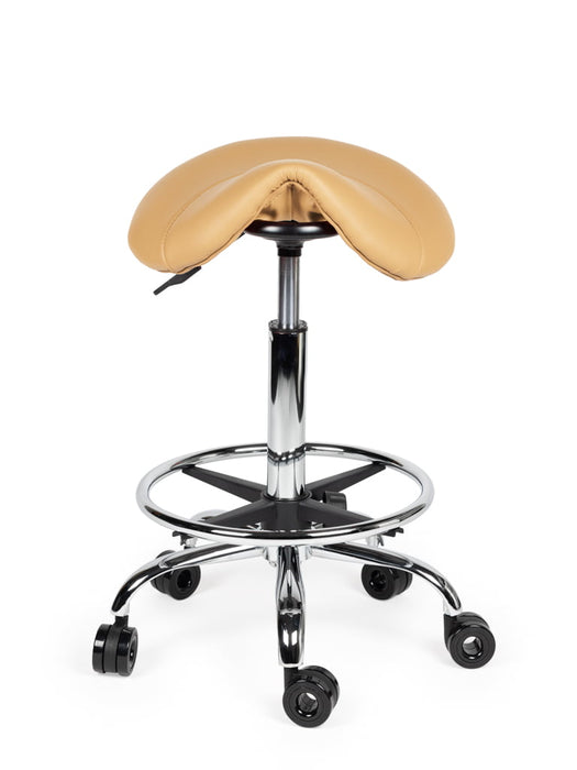 Ergonomische Kapperskruk met voetring - Beige