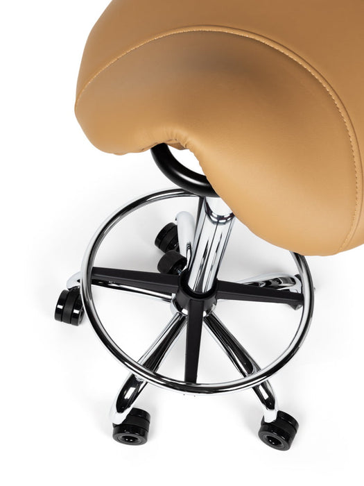 Ergonomische Kapperskruk met voetring - Beige