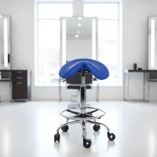 Ergonomische Kapperskruk met voetring - Blauw - KS Medical Group