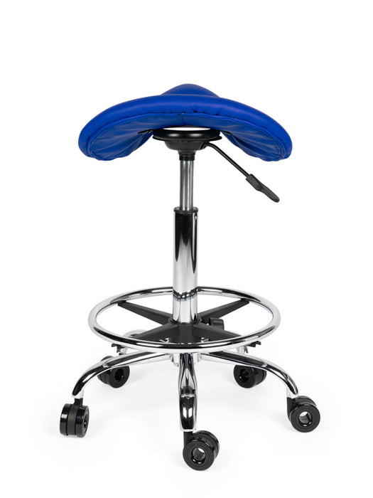 Ergonomische Kapperskruk met voetring - Blauw