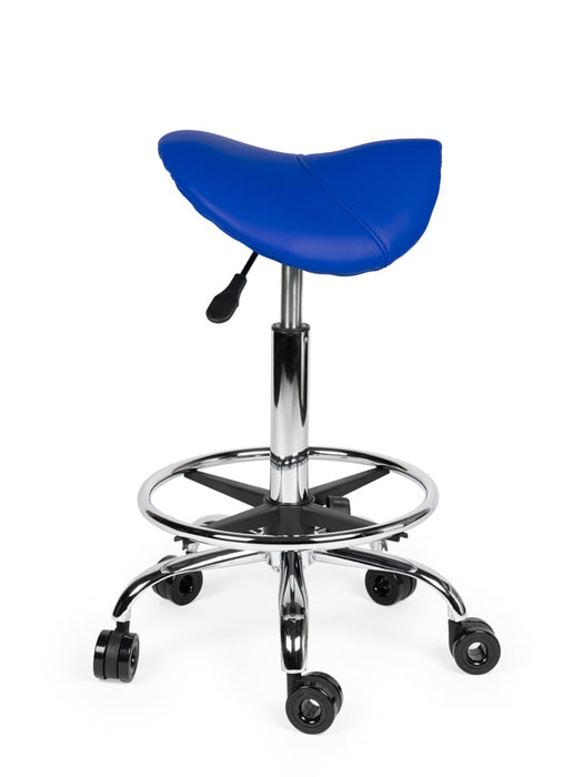 Ergonomische Kapperskruk met voetring - Blauw