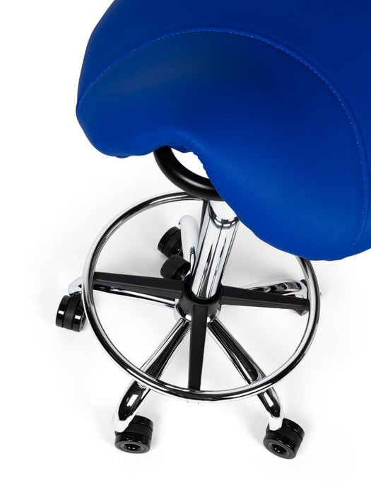Ergonomische Kapperskruk met voetring - Blauw