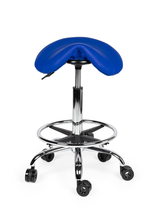 Ergonomische Kapperskruk met voetring - Blauw
