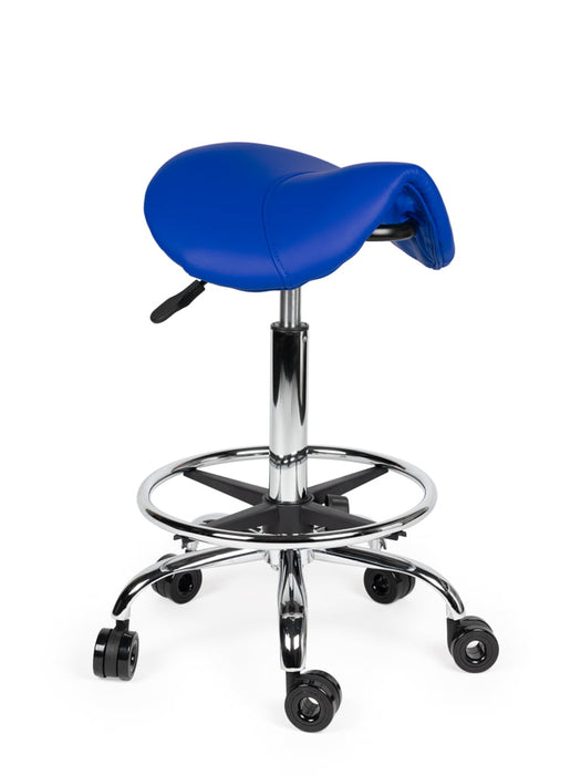 Ergonomische Kapperskruk met voetring - Blauw