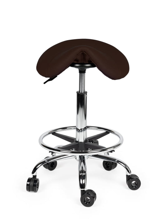 Ergonomische Kapperskruk met voetring - Bruin