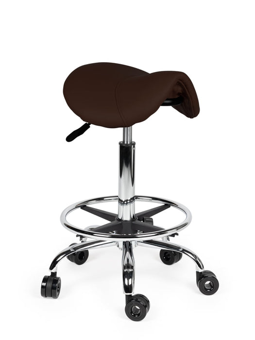 Ergonomische Kapperskruk met voetring - Bruin - Standaard zithoogte