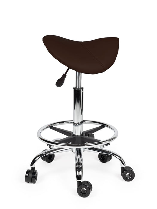 Ergonomische Kapperskruk met voetring - Bruin