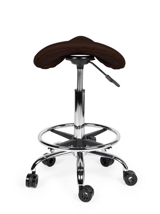Ergonomische Kapperskruk met voetring - Bruin