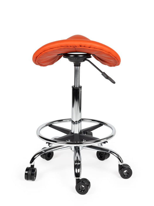 Ergonomische Kapperskruk met voetring Oranje