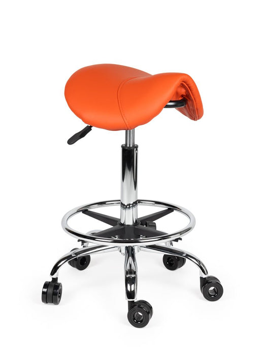 Ergonomische Kapperskruk met voetring Oranje Standaard zithoogte