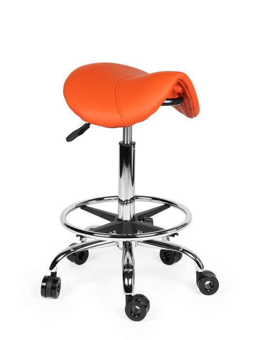 Ergonomische Kapperskruk met voetring Oranje Standaard zithoogte