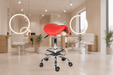 Ergonomische Kapperskruk met voetring - Rood - KS Medical Group