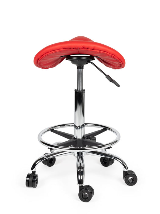 Ergonomische Kapperskruk met Voetring Rood
