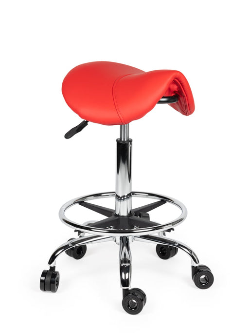 Ergonomische Kapperskruk met Voetring Rood