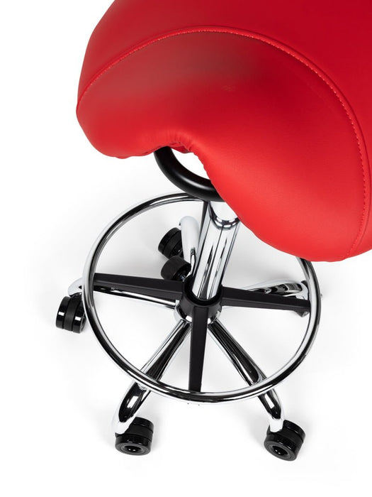 Ergonomische Kapperskruk met Voetring Rood
