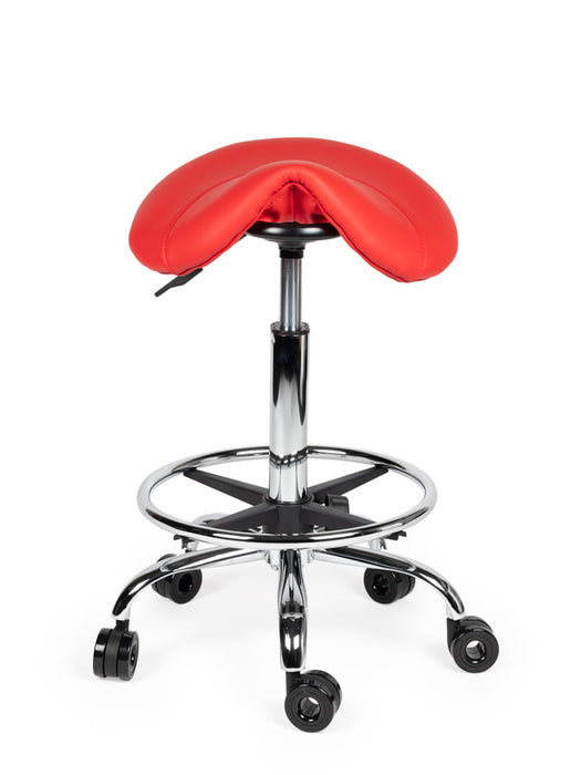 Ergonomische Kapperskruk met Voetring Rood