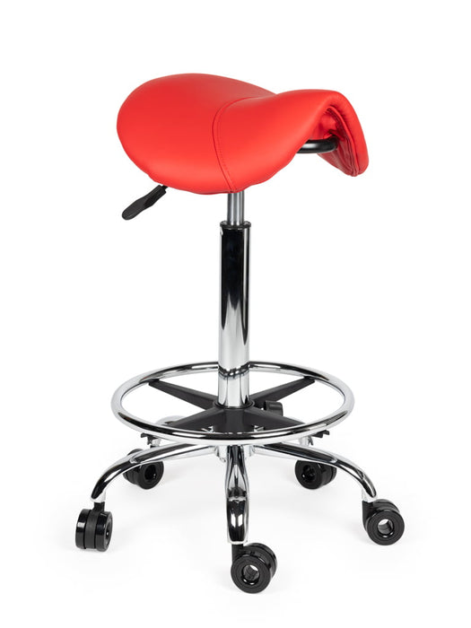 Ergonomische Kapperskruk met Voetring Rood Hoog 
