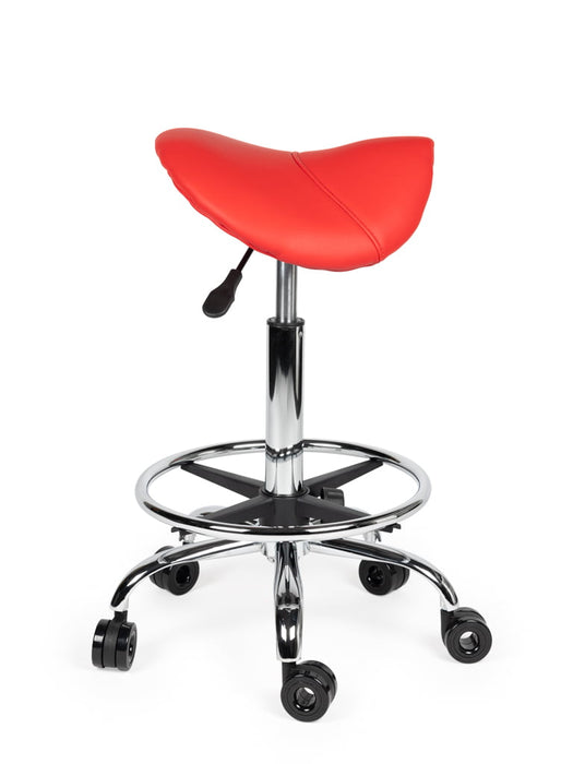 Ergonomische Kapperskruk met Voetring Rood