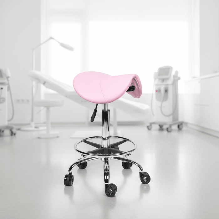 Ergonomische Kapperskruk met Voetring Roze - KS Medical Group