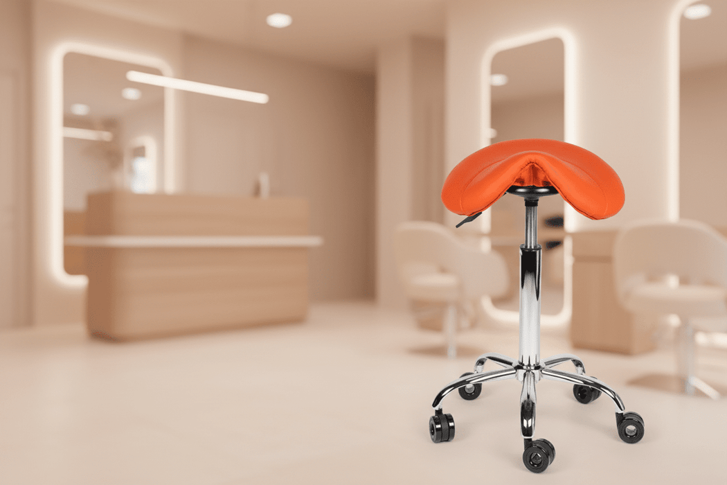Ergonomische Kapperskruk - Oranje - KS Medical Group