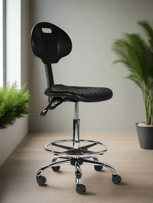 Ergonomische Werkstoel met voetring - Zwart - KS Medical Group