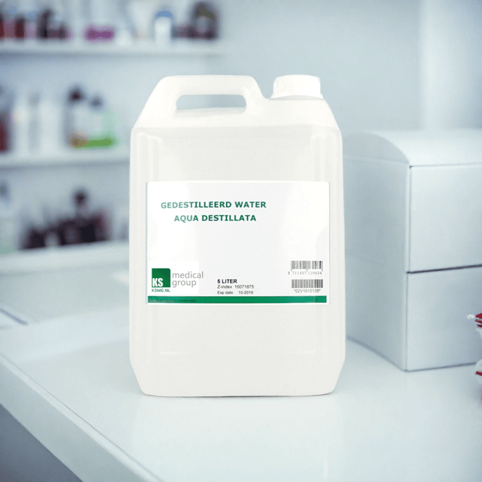 Water gedemineraliseerd (gedestilleerd) - 5 liter - Demi water kopen doe je bij KS Medical Group
