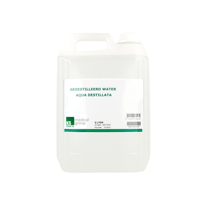 Water gedemineraliseerd (gedestilleerd) - 5 liter - Demi water kopen doe je bij KS Medical Group