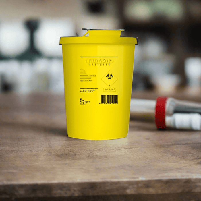 Klinion Easy Care Naaldcontainer 0.5 Liter. Compacte en veilige oplossing voor medisch afval.