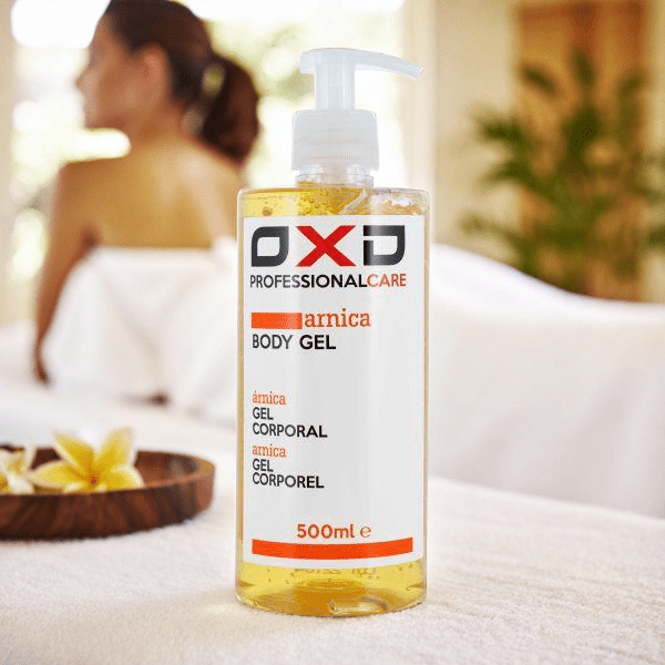 OXD Professional Care - Herstellende Body Gel - Arnica - 500ml - OXD Herstellende bodygel met arnica, 500ml pompflacon – verkoelende gel voor spierherstel en verlichting na inspanning – ideaal voor sporters en fysiotherapie.