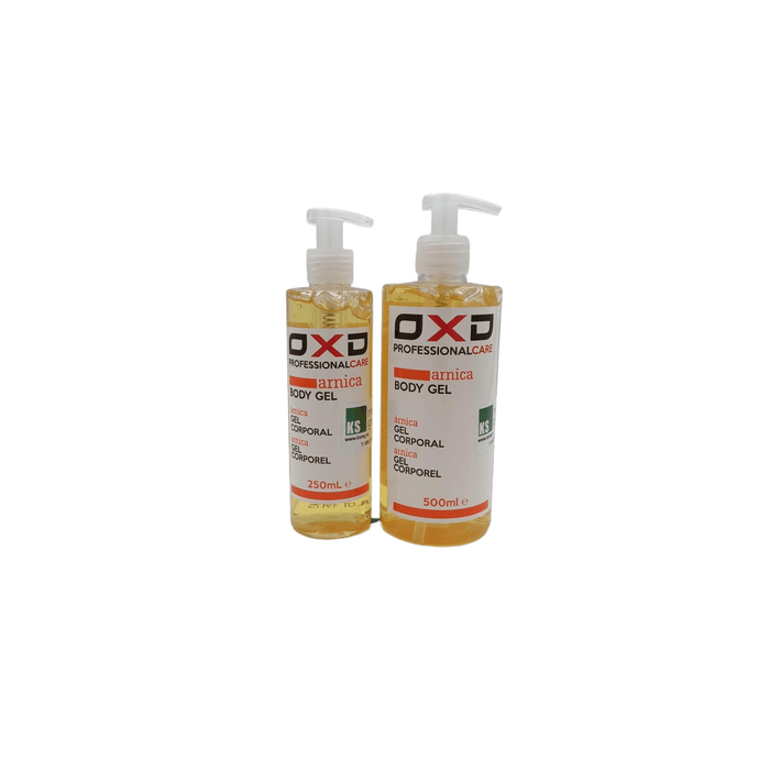 OXD Body Gel Arnica 250ml - OXD Professional Care - Herstellende Body Gel - Arnica - 500ml - OXD Herstellende bodygel met arnica, 500ml pompflacon – verkoelende gel voor spierherstel en verlichting na inspanning – ideaal voor sporters en fysiotherapie.
