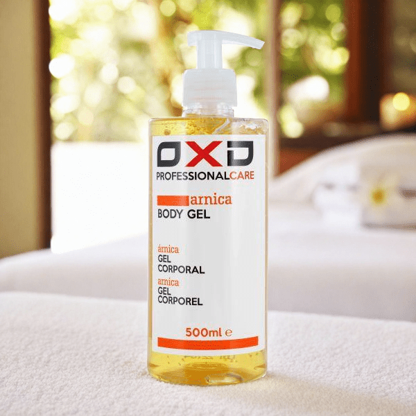 OXD Professional Care - Herstellende Body Gel - Arnica - 500ml - OXD Herstellende bodygel met arnica, 500ml pompflacon – verkoelende gel voor spierherstel en verlichting na inspanning – ideaal voor sporters en fysiotherapie.