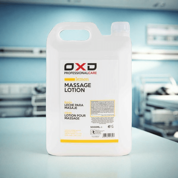 OXD Professional Care - Massage Lotion - Lemon 5000ml - KS Medical Group - Frisse, verzorgende lotion voor professioneel gebruik. Huidvriendelijk en effectief, geschikt voor gebruik in fysiotherapie of wellness en sport massage.