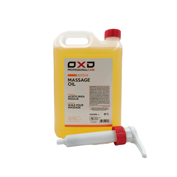 OXD Professional Care - Massage Olie - Arnica - 5000ml -  Voor professioneel gebruik in massagepraktijk. Natuurlijke ondersteuning bij spiervermoeidheid. Ideaal voor stijve spieren en herstel. Perfect voor wellness en fysiotherapie. Verkrijgbaar met doseerpomp.
