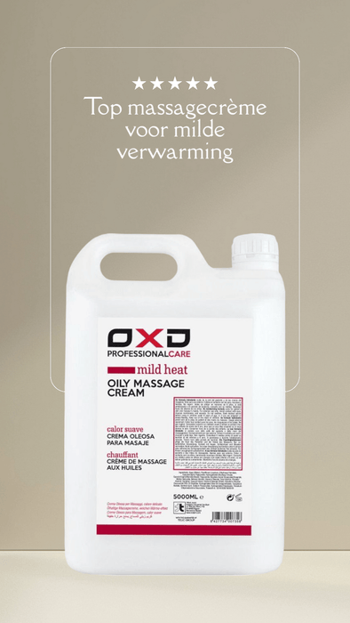 OXD Professional Care - Oily Massage Cream - Mild Heat - 5000ml. Professionele verwarmende olieachtige massagecrème voor intensief gebruik