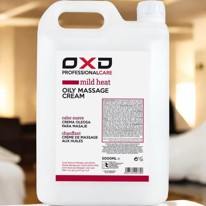 OXD Professional Care - Oily Massage Cream - Mild Heat - 5000ml. Professionele verwarmende olieachtige massagecrème voor intensief gebruik