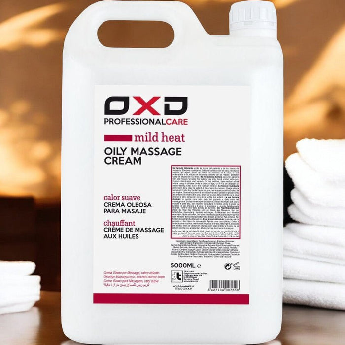OXD Professional Care - Oily Massage Cream - Mild Heat - 5000ml. Professionele verwarmende olieachtige massagecrème voor intensief gebruik