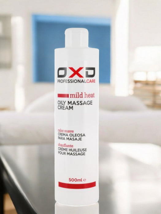 OXD Professional Care - Oily Massage Cream - Mild Heat - 500ml. Professionele verwarmende olieachtige massage crème voor spierverzorging