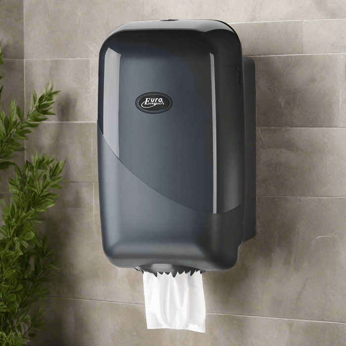 Europroducts mini poetsrol dispenser zwart – Compacte wandhouder voor mini poetsrollen