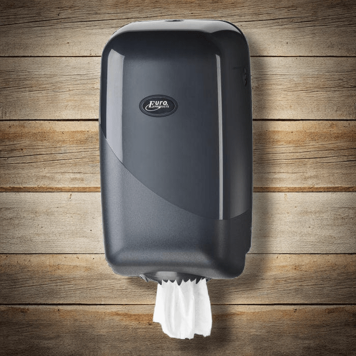 Europroducts mini poetsrol dispenser zwart – Compacte wandhouder voor mini poetsrollen