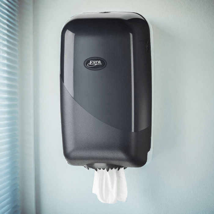 Europroducts mini poetsrol dispenser zwart – Compacte wandhouder voor mini poetsrollen