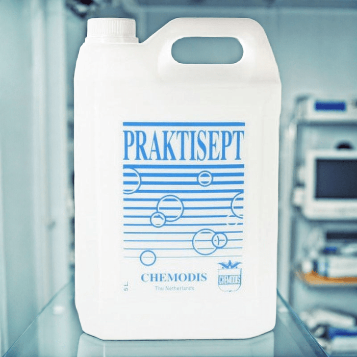 Praktisept - Reinigingsmiddel - 5 liter. Professionele desinfectie in grootverpakking. Snelle, effectieve en gebruiksvriendelijke manier om je praktijk hygiënisch schoon te houden. Desinfectiespray kopen doe je bij KS Medical Group.