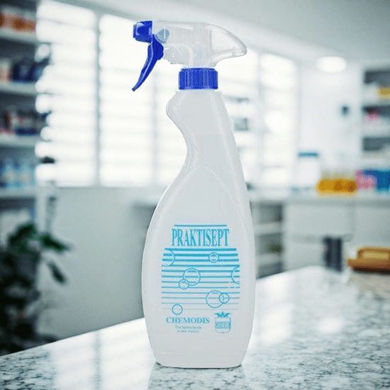 Praktisept - Reinigingsmiddel - Sprayflacon - 500 ml.Snelle & effectieve reiniging in sprayflacon. Desinfectiespray voor professioneel gebruik. Desinfectiespray kopen doe je bij KS Medical Group.