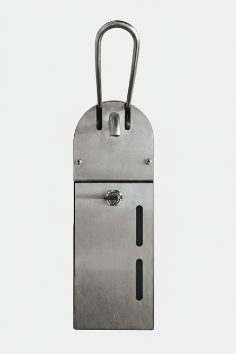 Robuuste RVS wanddispenser, elleboogbediening met slotbeveiliging - KS Medical Group